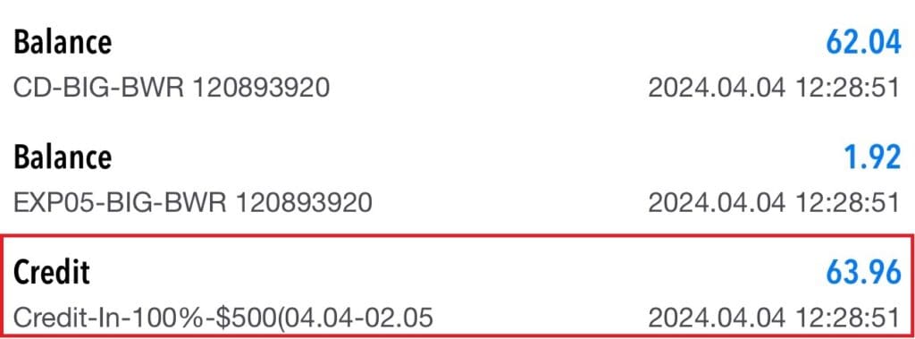 Bonus 100% được cộng tự động vào tài khoản sau khi nạp tiền thành công