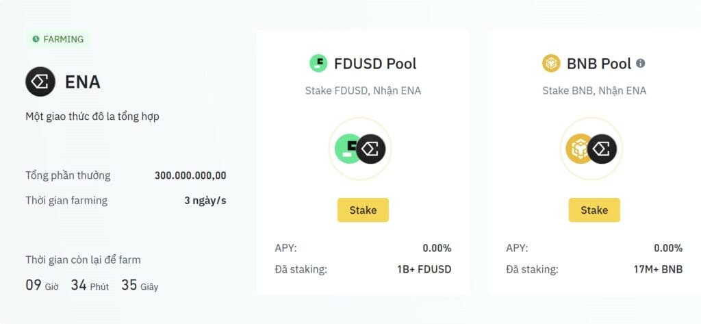 Dự án ENA Launchpool trên Binance